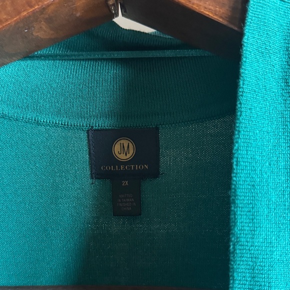 JM Collection Turquoise Knit Cardigan - Picture 2 of 10